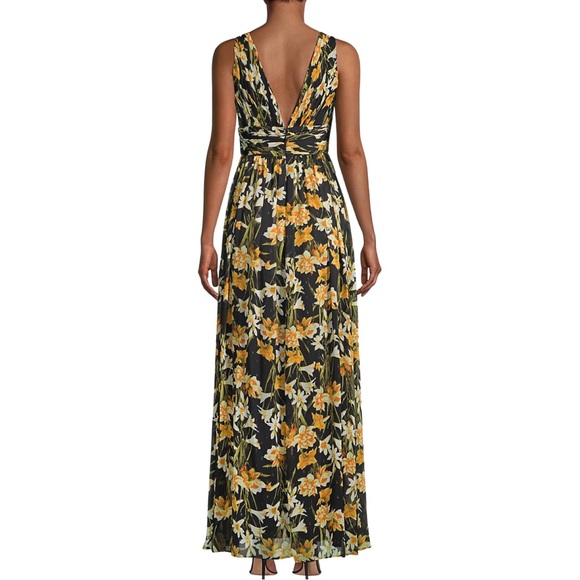 Aidan Mattox Black Floral Printed Sleeveless Slit Maxi Dress Size 4 - Picture 16 of 16